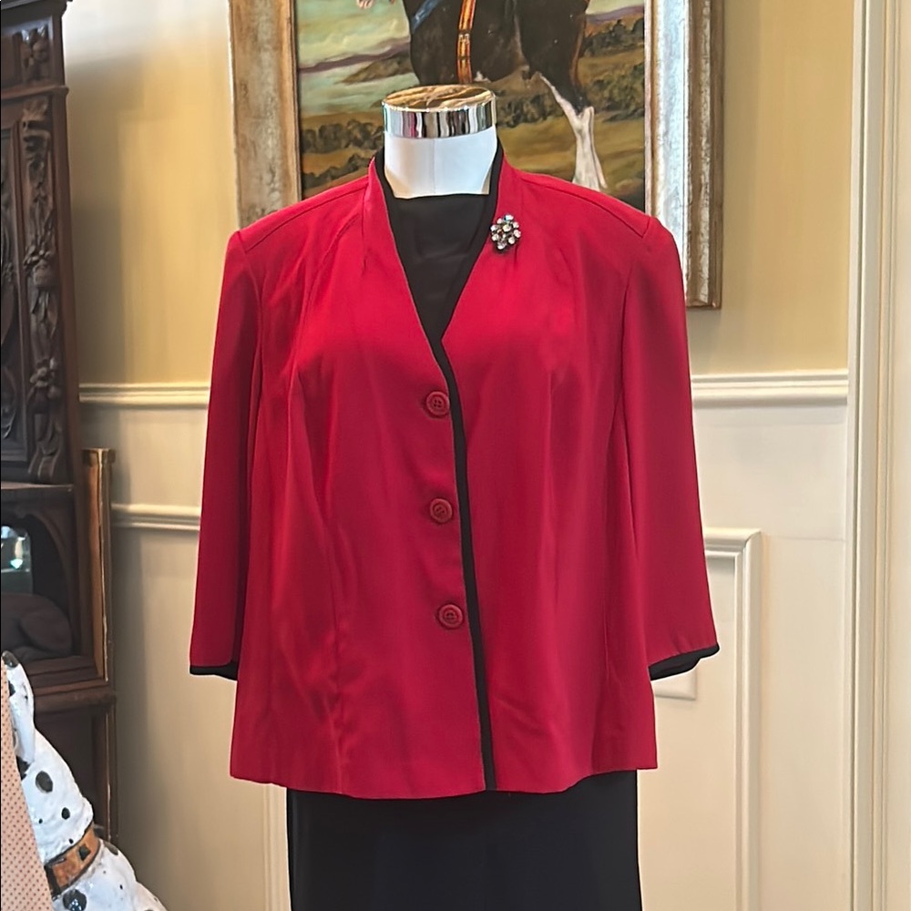 Vintage LeBos Sz 18WP Elegant Red & Black Women's Swing Jacket GVC